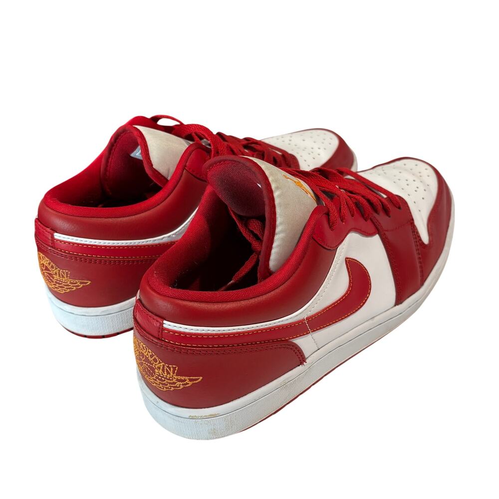 Nike Air Jordan 1 Low Cardinal Red White Mens 13 Leather Sneakers 553558 607 - Picture 4 of 13
